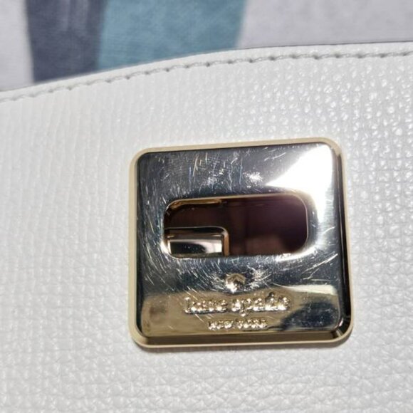 Kate Spade Phoebe Medium Top Handle Satchel In Meringue(White) Turnlock Closure - Picture 12 of 14
